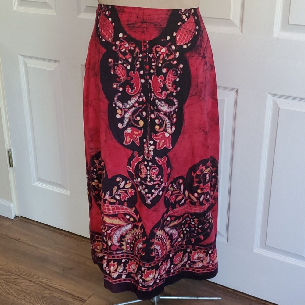 Gorgeous fuchia wax print batik skirt boho
